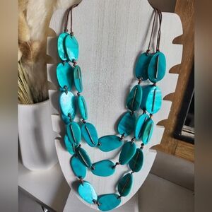 Triple Layer Turquoise Beaded Necklace